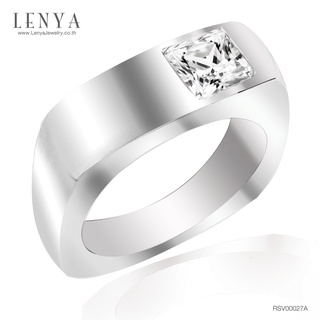 Lenya Jewelryแหวนประดับด้วยคิวบิกเซอร์โคเนีย (Cubic Zirconia) รูปทรงสีเหลี่ยมสีขาว ดีไซน์รูปแบบเฉพาะสวมใส่ได้ทั้งชายหญิง