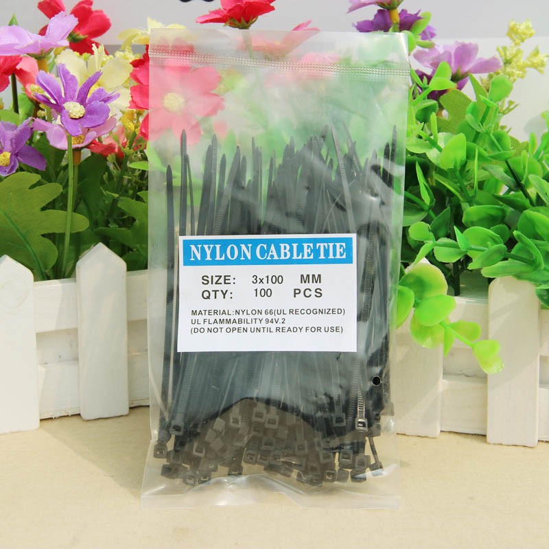 R3w Cable Ties Self Locking Wire Zip Cable Organizer - V94 - สีดํา