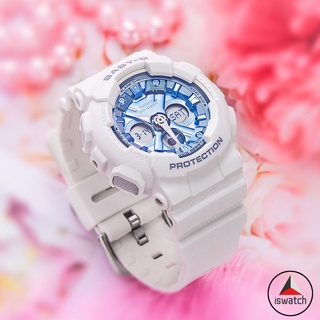 【พร้อมส่ง】Casio Baby-g BA-130-7A2 นาฬิกาข้อมือดิจิทัล อะนาล็อก แสงสีขาว สีฟ้า สําหรับผู้หญิง