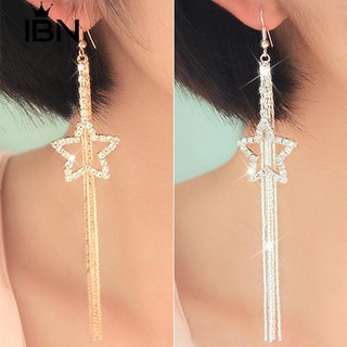 X Ibn Rhinestone Pentacle Drop ตะขอห้อยจี้รูปหยดน้ําต่างหู