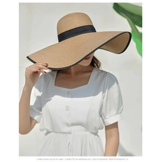 หมวกสานผู้หญิง ปีกกว้าง 15CM เกรดดี ใส่ไปทะเล สีขาว ครีม กากี ดำ A053