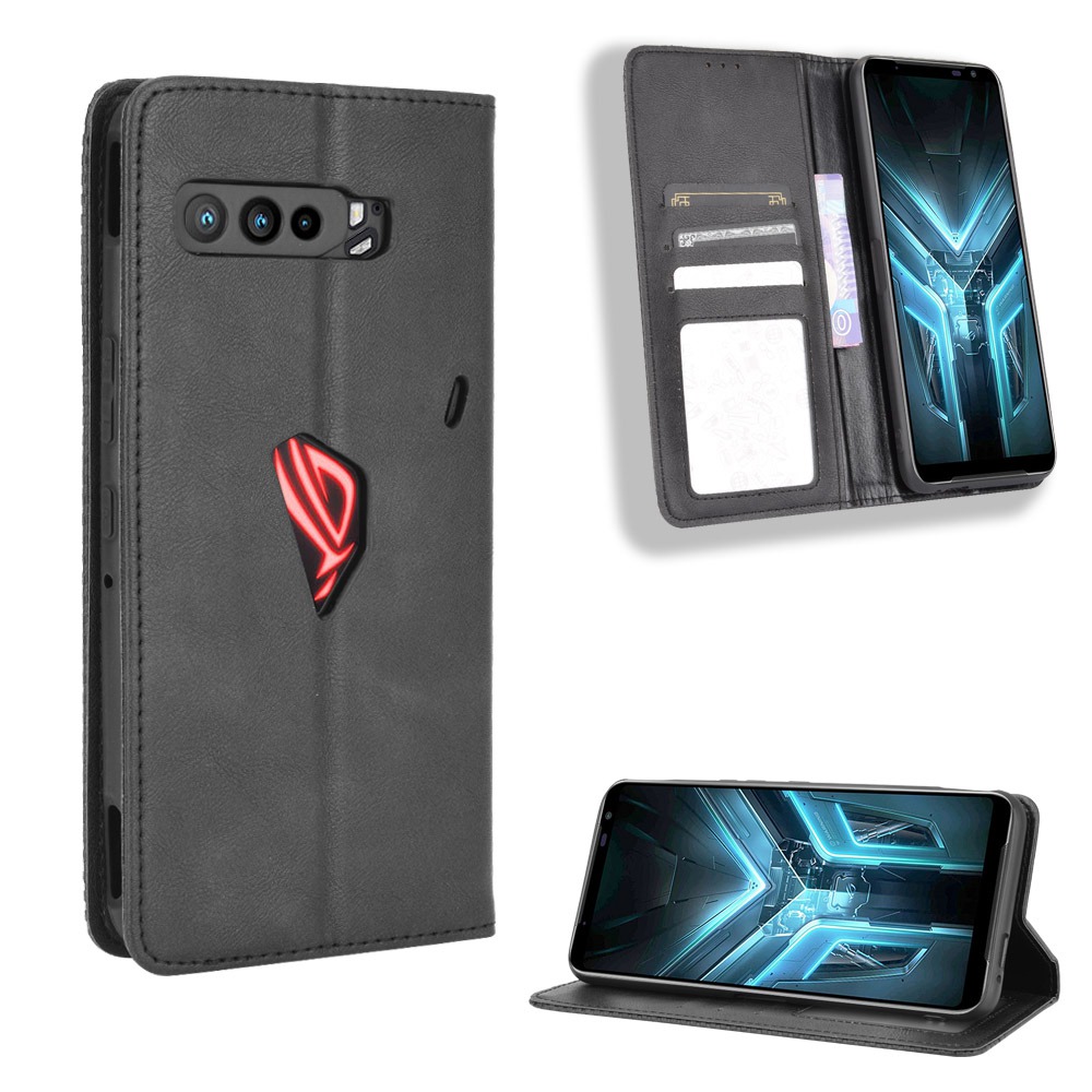 ปลอก ASUS ROG Phone 3 ZS661KS Vintage Flip Cover Magnetic Wallet Case ROG Phone3 เคสหนัง PU Card Hol