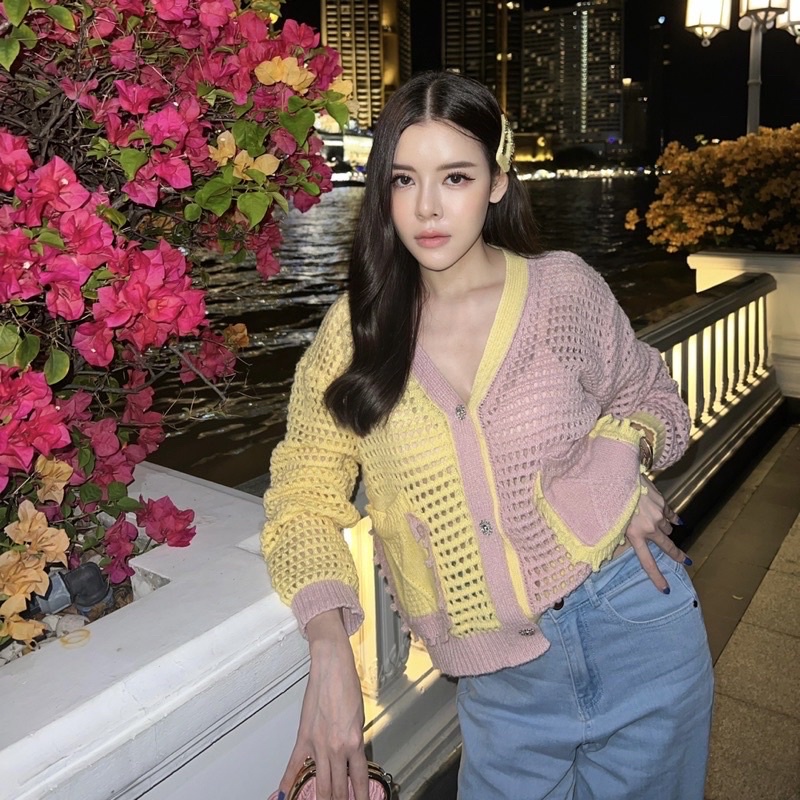 ส่งต่อ เสื้อ FLAT2112 : JOHNSON & JASMINE CARDIGAN สีชมพู-เหลือง
