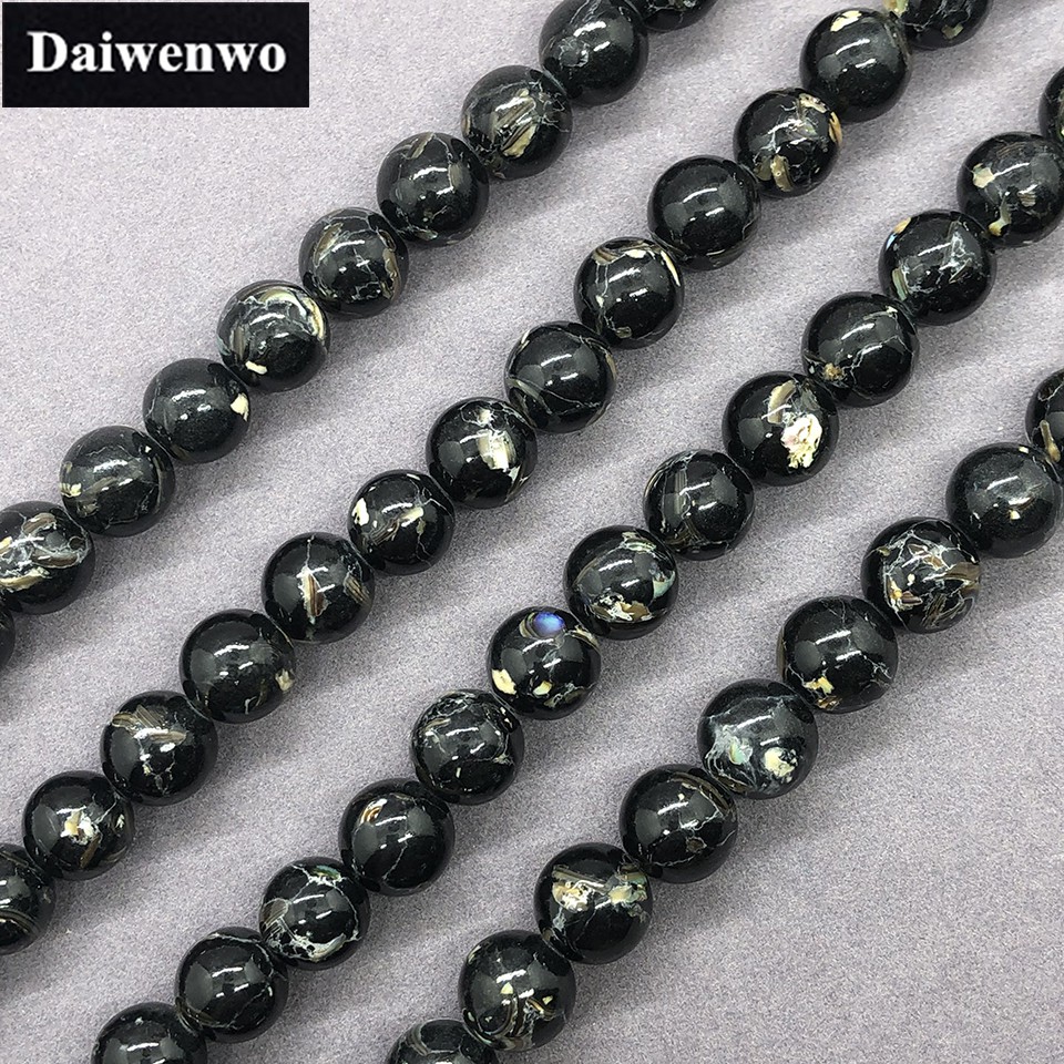 ลูกปัดเทอร์ควอยซ์ สีเขียวขุ่นอมสีดำ 4-12 มม. อุปกรณ์เครื่องประดับ DIY ขายส่งผลิตภัณฑ์กึ่งสำเร็จรูป
