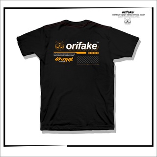 เสื้อยืดสีขาวOrifake - OR21 เสื้อยืดลําลอง แขนสั้น พิมพ์ลาย Desaign Future Cyborg