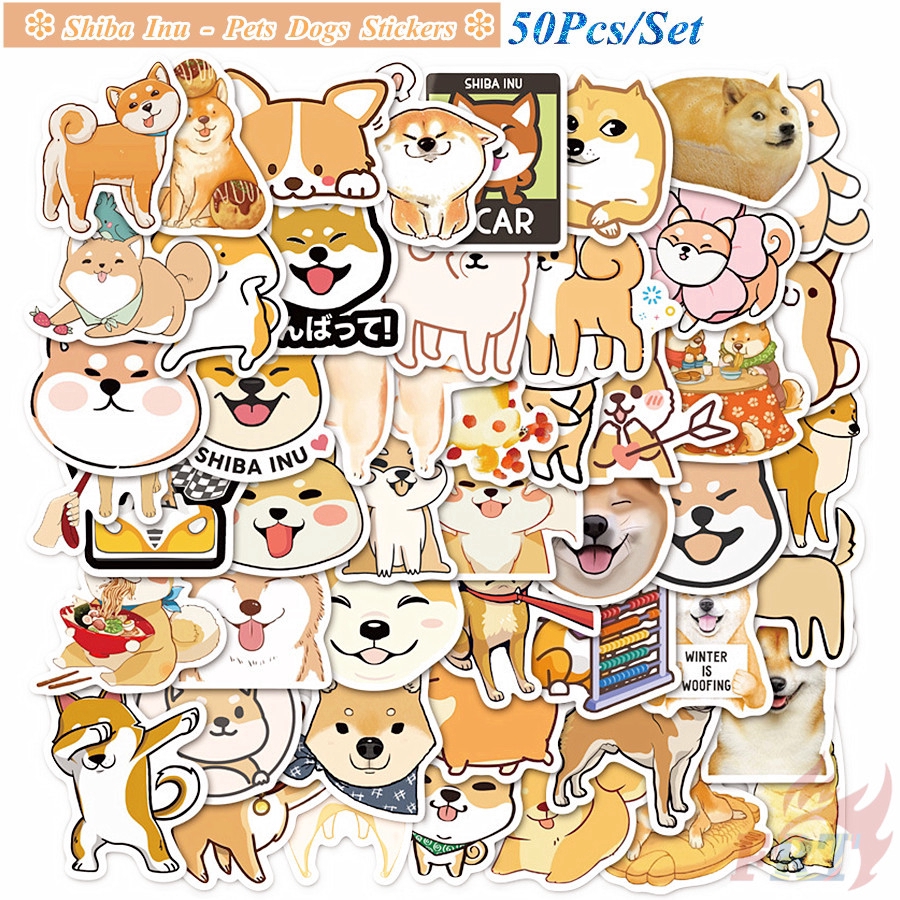 Pets Dogs Best Friends Q-2 Shiba Inu & Corgi สติ๊กเกอร์ 50Pcs/Set Big League of Dogs Mixed DIY Fashion Decals Doodle สติ๊กเกอร์