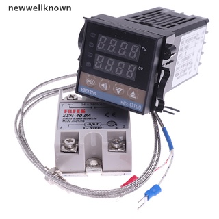 [newwellknown] เทอร์โมคัปเปิลควบคุมอุณหภูมิ 100-240VAC PID REX-C100 SSR-40A