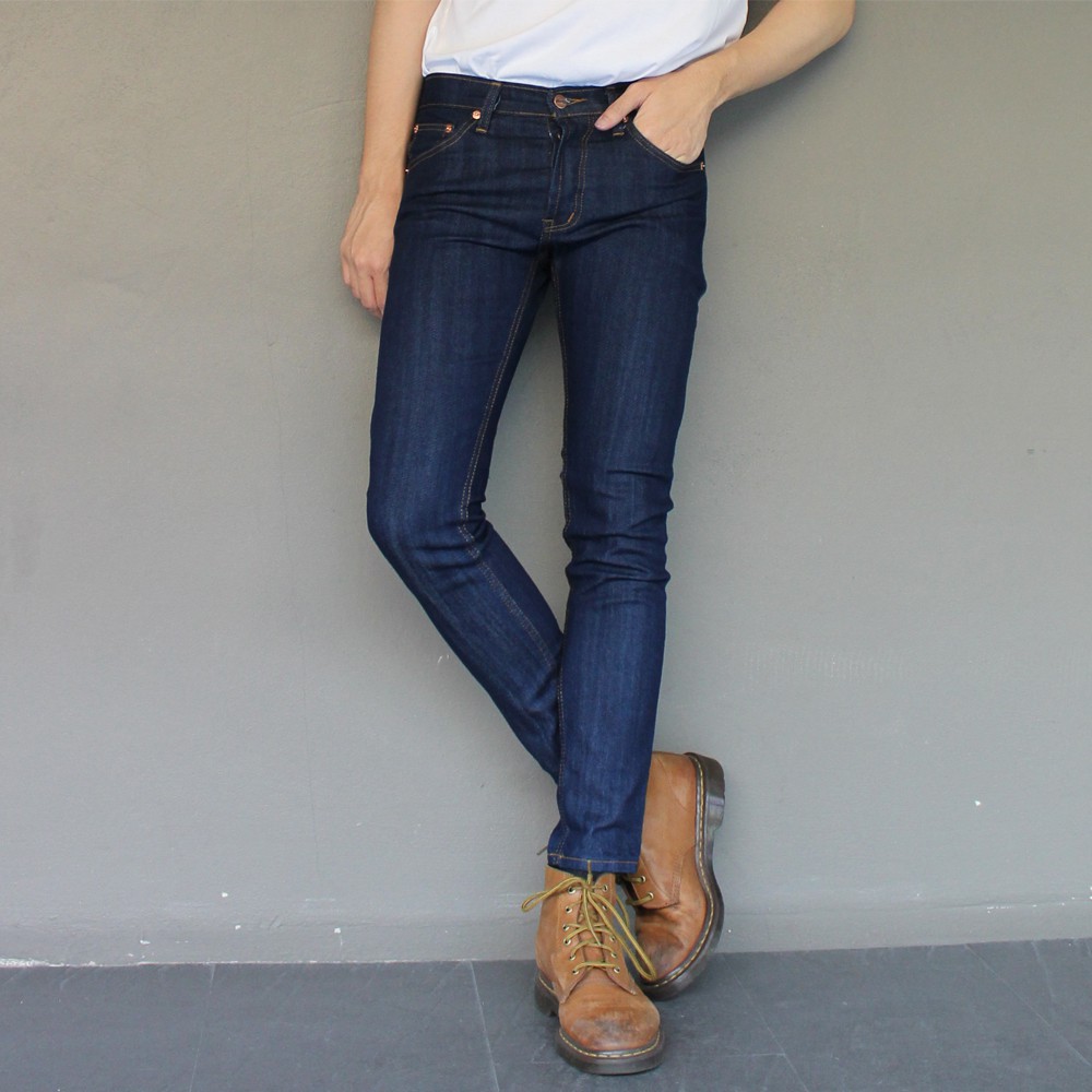 Golden Zebra Jeans กางเกงยีนส์ชายเอวผ้ายืดสีน้ำเงินไซส์เล็กไซส์ใหญ่ #447DB