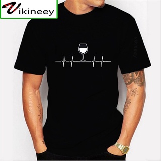 เสื้อยืดคอกลม พิมพ์ลายกราฟฟิคไวน์ Heartbeat แฟชั่นฤดูร้อน สไตล์สตรีท สําหรับผู้ชาย