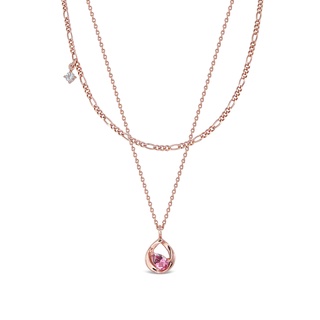 Mizuchol สร้อยคอ A Drop Of Rose’ Layer Necklace (ได้ 2 เส้น แยกใส่ได้นะคะ) พลอย Pink Tourmaline