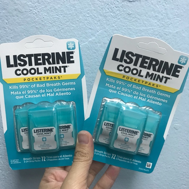 แผ่นระงับกลิ่นปาก Listerine Cool Mint Pocketpaks แพ็ก 3 ชิ้น 😀พร้อมส่งจร้า