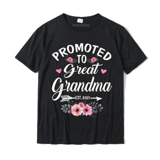 เสื้อยืดผ้าฝ้าย พิมพ์ลาย Promoted To Great Grandma Est 2021 สําหรับผู้ชายสามารถปรับแต่งได้