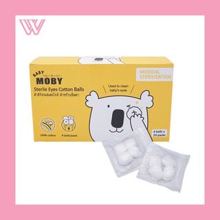 Moby สำลีก้อนเช็ดตาสเตอไรส์ แบบซอง จำนวน 4 ก้อน x 20 ซอง