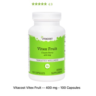 พร้อมส่ง Vitacost Vitex Fruit -- 400 mg - 100 Capsules ประจำเดือนมาไม่ปกติ วัยทอง ไวเท็กซ์ เชสต์เบอร์รี่