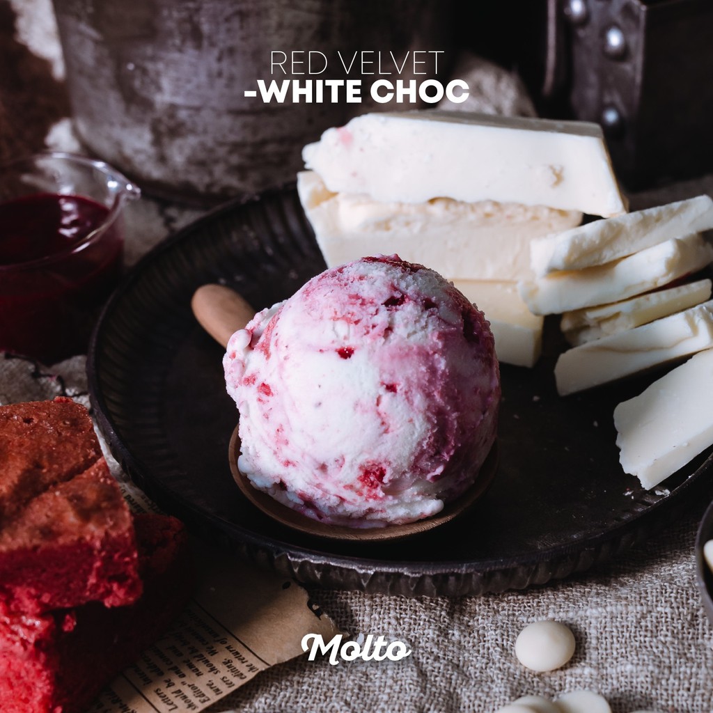 Red Velvet White Chocolate (ไอศกรีม เรด เวลเวท ไวท์ช็อก 1 ถ้วย 16 oz.) - Molto premium Gelato