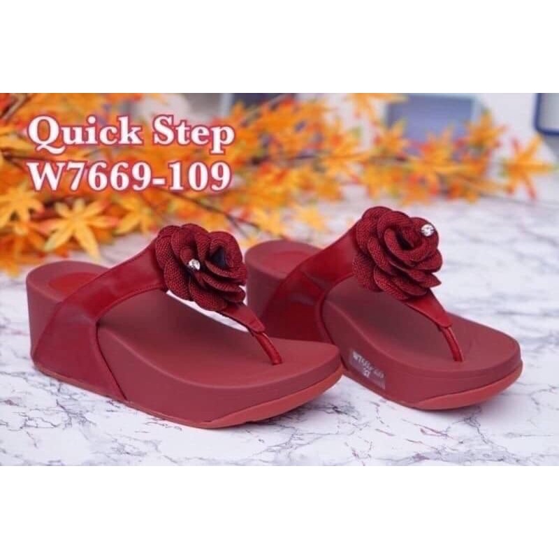 รองเท้าแตะแบบหนีบ แต่งกุหลาบ Quick Step รองเท้าเพื่อสุขภาพ พื้น 2.5 นิ้ว