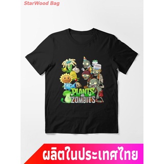 ข้อเสนอพิเศษ  พืชปะทะซอมบี้ Plants vs. Zombies Plants VS Zombies Essential T-Shirt  คอกลม แฟชั่น แขนสั้น แฟชั่น เสื้อยืด