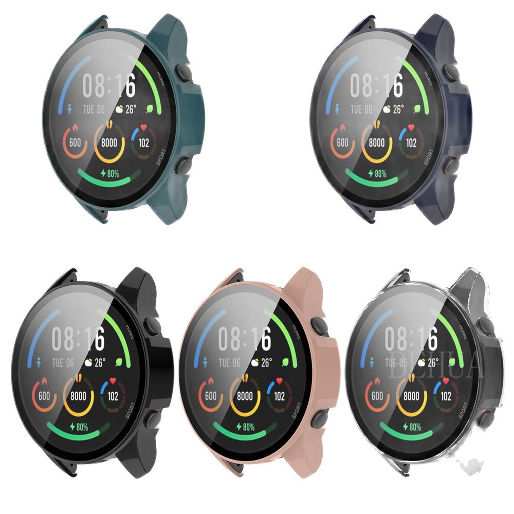 เคสป้องกัน PC แบบเต็ม สําหรับ Xiaomi MI Watch Color Sport Global Version ฝาครอบป้องกันหน้าจอ + ฟิล์มกระจกนิรภัย