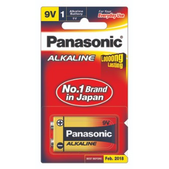 ถ่าน ALKALINE [PANASONIC] 9V 6LR61T/1B (1ก้อน/แพ็ค)
