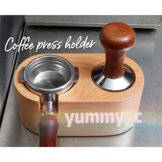 ☕️Coffee press holder ไม้, กันลื่น, สามารถกดผงกาแฟ, เครื่องชงกาแฟเอสเปรสโซด้ามจับค้อนผง, ที่นั่งเก็บของ