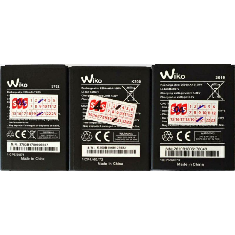 แบตเตอรี่แท้ Wiko Battแท้ No. 2610,K200,3702เบิกศูนยWiko ประกันศูนย์Wiko