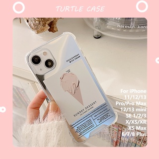 [พร้อมส่ง] เคสโทรศัพท์มือถือกระจก ลายไอศกรีม สําหรับ Apple iPhone 14 13 12 11 PROMAX XS XR XSMAX SE2020