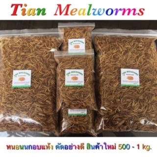 หนอนนกอบแห้ง Dried Mealworms 500 g. (คัดอย่างดี ไม่ปรุ่งแต่งสีและกลิ่น)(Pet)ชูการ์,หนูแฮมเตอร์,เม่นแคระ,นก