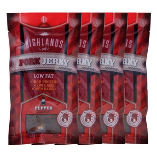 Highlands Jerky 4 ซอง เนื้อหมูอบแห้งรสพริกไทย