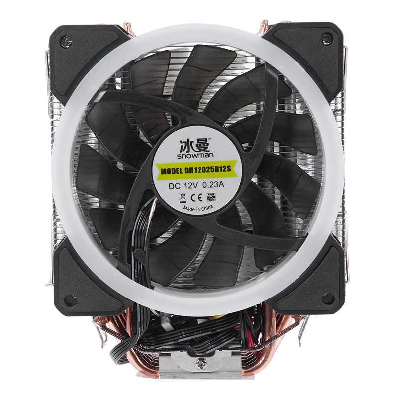 SNOWMAN 4PIN CPU cooler 6 heatpipe RGB LED Double fans cooling 12cm fan ...