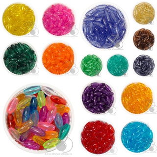 ลูกปัดเม็ดข้าว 13 มม. สีใส (100 กรัม )