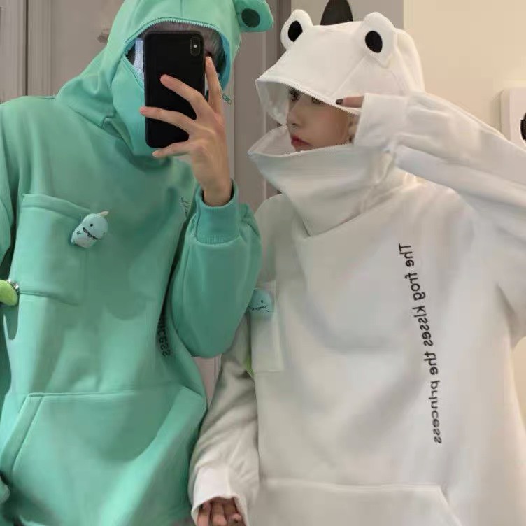 พร้อมส่ง เสื้ออู้ดลายกบน่ารัก เเบบใหม่งานเกาหลี ผ้าดีไม่ซ้ำใคร เสื้อฮู้ดลายกบ*---119