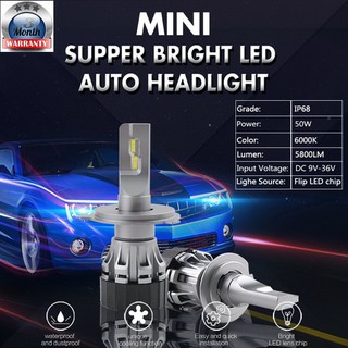 หลอดไฟหน้ารถยนต์ขนาดเล็ก mini LED แสงสีขาว H4(Hi-Lo) 6000K 12V-24V.