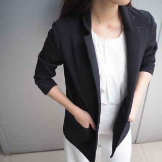 PX009BL Half Sleeve Blazer in Black