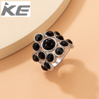 Punk Jewelry Unisex Alloy Black Diamond Single Ring Geometric Irregular Ring for girls for wom