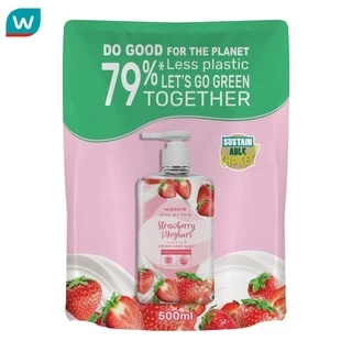 Watsons วัตสัน เลิฟ มาย สกิน สตรอว์เบอร์รี่ แอนด์ โยเกิร์ต เซ็นทิด ครีม แฮนด์ วอช 500มล.(รีฟิ