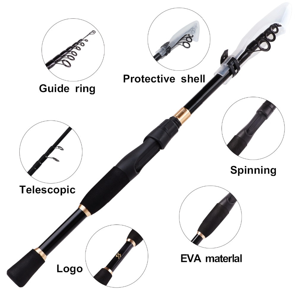 Goture Spinning Fishing Rod Reel Combo 1.68m 1.98m 2.25m 2.52m Telescopic  Fishing Rod Spinning Reel Lure Line Fishing Kit - AliExpress