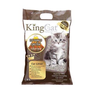 //ส่งฟรี// King Cat ทรายภูเขาไฟ ผสมคาร์บอน ขนาด 6 ลิตร