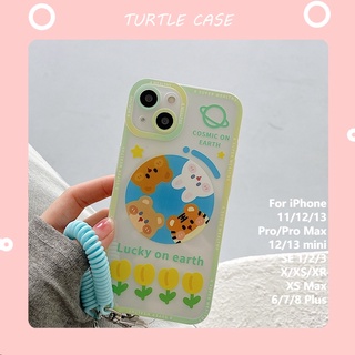 [พร้อมส่ง] เคสโทรศัพท์มือถือ ลายการ์ตูนสัตว์ พร้อมสายคล้อง สําหรับ Apple iPhone 14 13 12 11 PROMAX XS XR XSMAX SE2020 6 7 8PLUS MINI