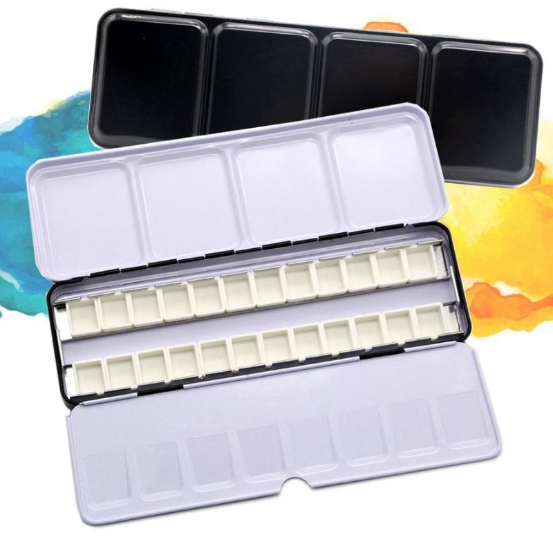 กล่องเหล็กใส่สีน้ำขนาดพกพา Iron Box Watercolor Palette กล่องสีน้ำ พาเลทสีน้ำ กล่องเหล็กใส่สีน้ำ