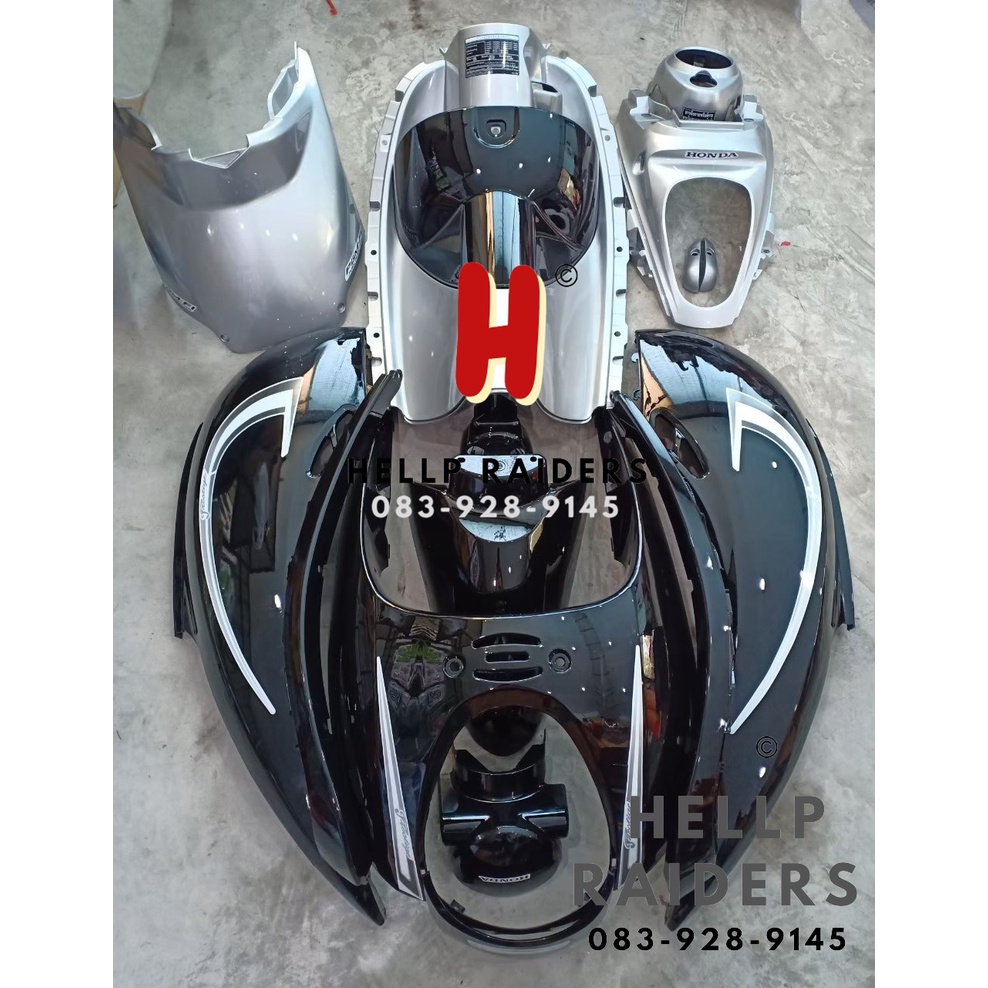 ชุดสี เฟรม ฮอนด้า สกู้ปปี้ ไอ ตัวเก่า  Honda Scoopy i ปี 2009-2011  ครบชุด 15 ชิ้น สีดำไส้บอร์น