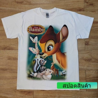 เสื้อยืดวินเทจเสื้อแท้ป้ายกิลเดล เสื้อลายภาพยนตร์ Bambi กวางน้อยแบมบี DTG digital printer (direct to garment) movieS-4XL