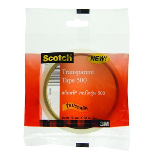 เทปใส แกน 3 นิ้ว 1/2 นิ้วx36 หลา สก๊อตช์ 500 Transparent tape, 3  core, 1/2  x36 yd, Scotch 500