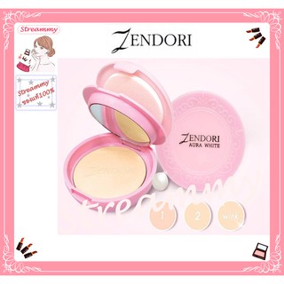 Zendori Aura White Foundation 10g.แป้งเซนโดริ ออร่า ไวท์ ตลับชมพู.