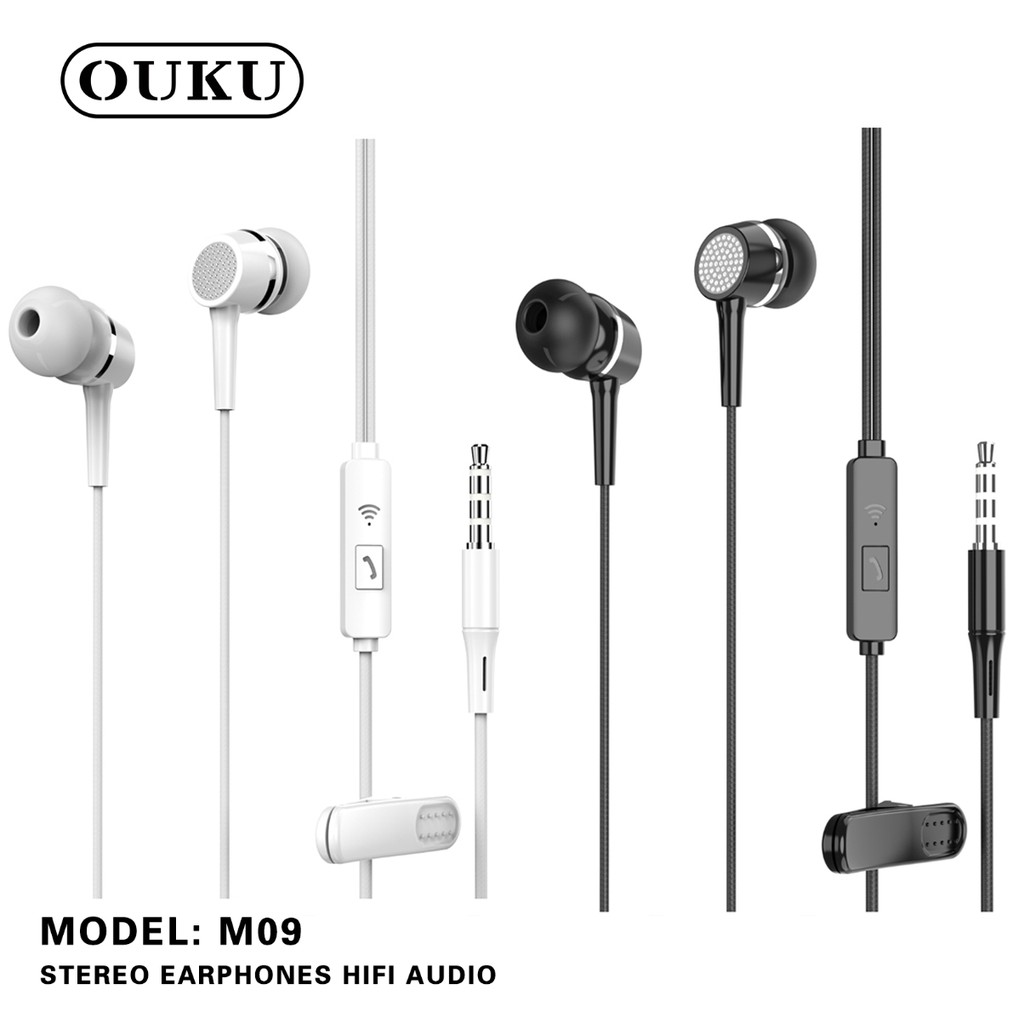 OUKU M08/M09 หูฟัง Stereo Earphones  Hifi Audio เสียงดัง คุณภาพดี พร้อมส่ง