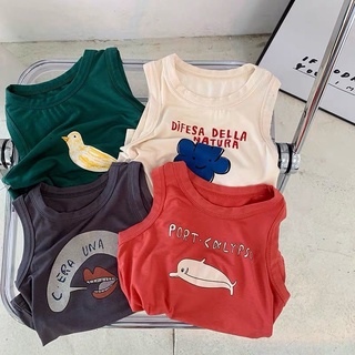 [Babycat] พร้อมส่ง ขายดี เสื้อยืดแขนกุด แบบบาง สไตล์เกาหลี ญี่ปุ่น แฟชั่นฤดูร้อน สําหรับเด็กผู้ชาย