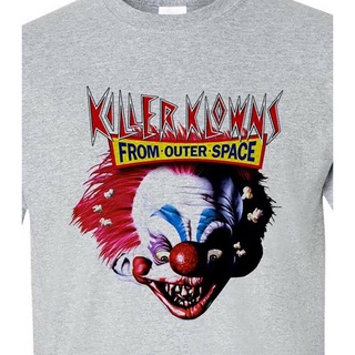 เสื้อยืดคอกลมcrew neckKiller klowns จากด้านนอกเสื้อยืด Retro 1980 s หนังสยองขวัญ tee แขนสั้นกีฬา oversize คลาสสิกผู้ชายพ