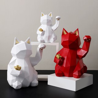 [Homyl1] ฟิกเกอร์แกะสลักรูปแมว Lucky Cat สําหรับตกแต่งบ้าน