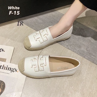 F-15 รองเท้าคัชชู สไตล์ tory burch logo espadrilles ขอบปอ หน้าโลโก้ ใส่สวยใส่สบาย