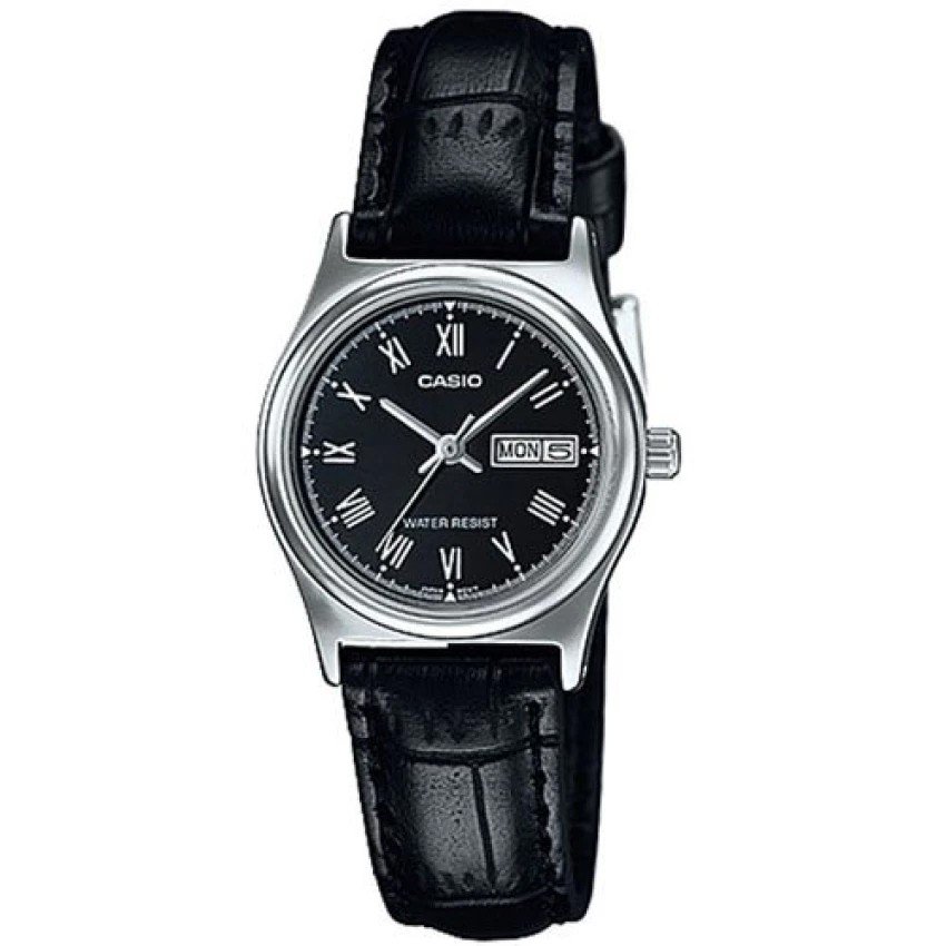 Casio Standard นาฬิกาข้อมือผู้หญิง สีดำ สายหนังสีดำ รุ่น LTP-V006L-1BUDF,LTP-V006L-1B,LTP-V006L