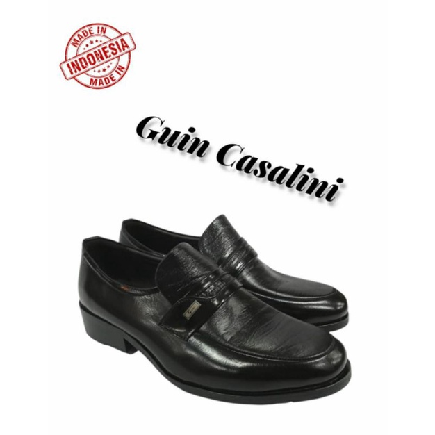 Hitam รองเท้าโลฟเฟอร์ หนังวัวแท้ แบรนด์ GUIN CASALINI T171 สีดํา สําหรับผู้ชาย
